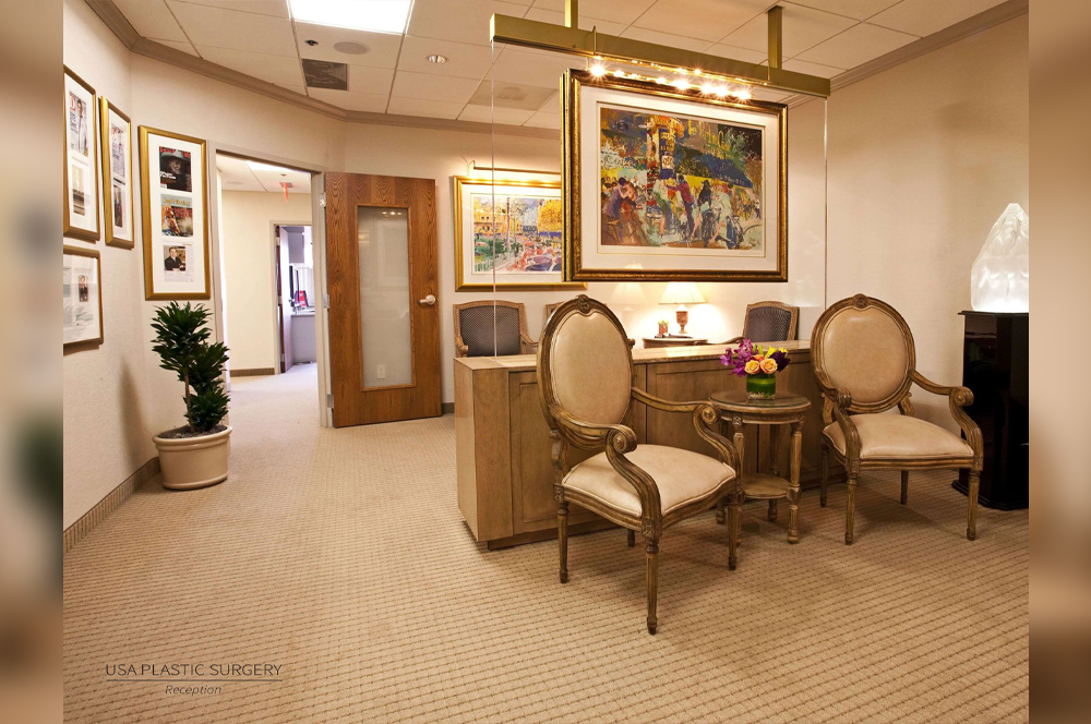 Reception area-Office of Steven J White MD, USA Plastic Surgery Dallas Fort Worth Texas TX serving Plano, Frisco, Southlake 